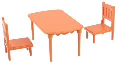 SOPOTUTU Ensemble Mini Table et Chaises pour Maison de Poupée Mobilier Miniature en Plastique 3 Pièces Accessoires de Salle à Manger pour Jeu D’Imitation et Décoration