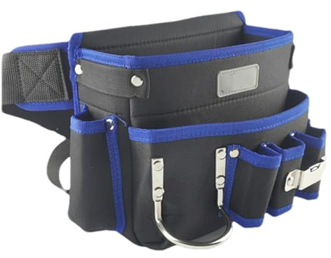 Tool Belt Pouch Adjustable Oxford Holder Pack | Hip Tool Pouch for Carpentry, Construction Site, Electrical Maintenance, Repair, Professional