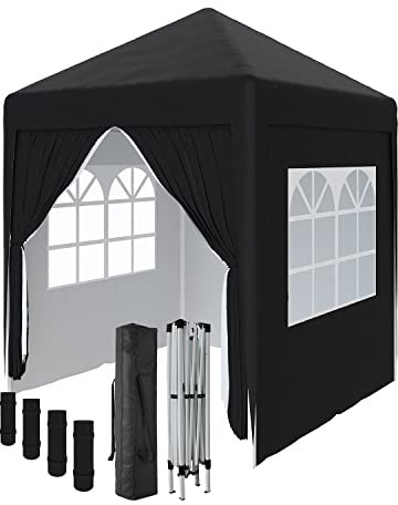 Green Bay Garden Pop Up Gazebo Party Tent Folding Wedding Canopy With 4 Sidewalls and Carrying Bag Black 2x2M