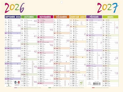 Exacompta - Calendrier Pep's 29,5x22cm - Sept. 2026-2027 - Beige