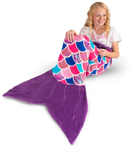 fin Fun Queue de sirène Couverture pour Enfants et Adultes, Polyester & Polyester mélangé, Sea Orchid, Adults
