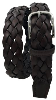 ESPERANTO Cintura intrecciata vero cuoio e pelle unisex 3,5 cm artigianale accorciabile - 4 varianti (Moro, Tg 44- LUNG TOTALE 100 CM-GIROVITA 85 CM)