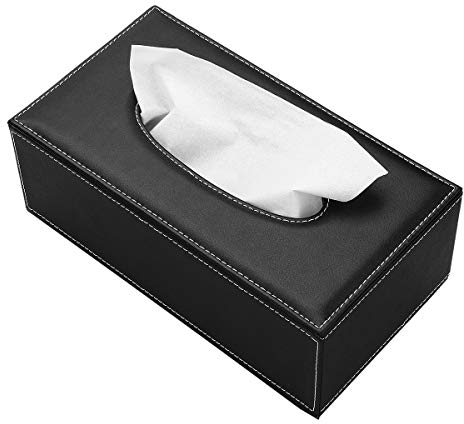 Taschentuchbox Leder-Rechteck-Taschentuchbox für Zuhause, Büro und Auto (Schwarz)