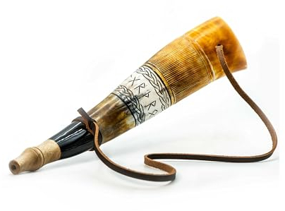 Norse Tradesman Wikinger-Kriegshorn Mittelalterliches Blashorn – 46 cm Premium Ochsenhorn Blashorn Kriegstrompete Vintage-Dekor