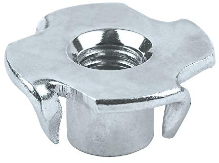 M6 Einschlagmuttern mit 4 (Packung mit 10 Stück) T-Muttern Verzinkter Legierter Stahl Vier-Krallen-Mutter Holzbearbeitung Möbel DIN1624