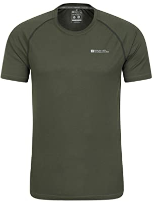Mountain Warehouse Aero II Mens Short Sleeve Top - T-Shirt, Lightweight Tee Shirt, Breathable Top - for Spring Summer, Gym, Sports, Outdoor Dark Khaki 4XL