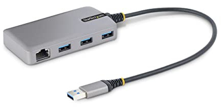 StarTech.com USB 3-portars hubb - 3X USB-A-portar - Gigabit Ethernet (RJ45) - Mini USB 3.0-hubb 5Gbps - bussdriven - USB-hubb för bärbar dator, 30 cm kabel - USB-splitter (5G3AGBB-USB-A-HUB)