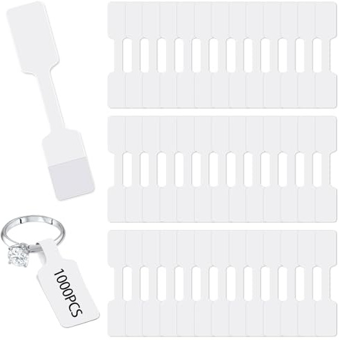 Mozeat Lens 1000 Pièces Autocollants Vierges pour Bijoux Étiquettes de Prix Autocollantes Étiquettes de Prix Blanches pour Bijoux Étiquettes de Câble Étiquettes de Pendentif pour Bracelets Collier Bo