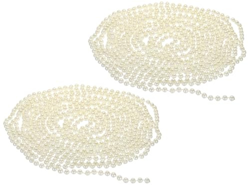 PATIKIL 2uds 6mm Imitación Perla Cuentas Guirnalda 16.4 Pies Perla Cuerda Cadena Perla Rollo para Artesanía Boda Fiesta Hogar Decorativo Joyería Fabricación Navidad Árbol Beige