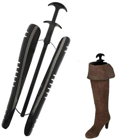 1 Pair Black Automatic Boot Trees Lady Long Knee High Tall Keep Shape Plastic Boots Shapers Inserts Riding Boots Stand Holder Support for Women's or Men's Shoe Stretcher