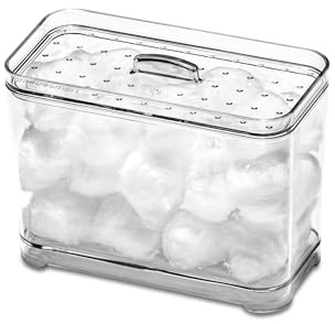 madesmart Cotton Ball Container, Clear Collection Bathroom Canister with Premium Lid for Cotton Balls, Beauty Tools & Small Vanity Items, Clear