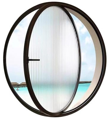 Finestra Rotonda con Rotazione dell'asse Centrale, finestre di Ventilazione di Ricambio per soffitta e seminterrato di casa, Telaio in Lega di Alluminio con Vetro temperato, Facile da montar