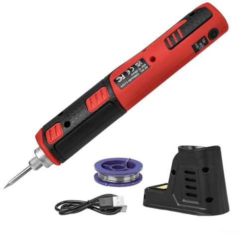 Oniissy Fer à souder électrique sans fil 1500 mAh avec charge USB-C, kit d'outils de soudage rechargeable 8 W, chauffage rapide à 450 °C en 15 secondes, portable pour soudeur à étain