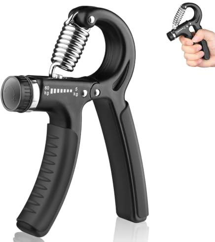 Adjustable Hand Grip Exerciser, 5-60kg Adjustable Hand Grip Strengthener with Stainless Steel Springs Hand Squeeze Finger Force Strengthener and Grip for Strong Fingers, Hands, Wrists, Arms (Black)