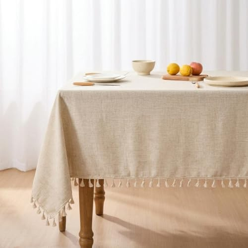 HAPPOW HAPPO Waterproof Dining Table Cloth Wipe Clean Square 140 x 180 cm | Polyester Tablecloth Table Cover for Kitchen, Garden, Picnic and Party, Khaki
