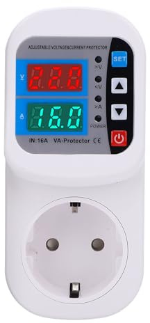 Walfront Protector de Tensión Regulable, Protectores contra Sobretensiones, Salida para Refrigerador, 16A, 80-300V CA, relé Magnético, Adaptador de Enchufe de Tira de Alimentación