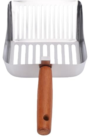 Fdit Kattsandsskopa i Rostfritt Stål, Extra Stor, Robust Mesh Kattströskopa med Långt Handtag för Enkel Rengöring och Borttagning
