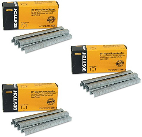 Bostitch B8 PowerCrown Premium Staples, 0.25 Inch Leg, Full-Strip (STCR21151/4), 3 Count
