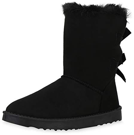 SCARPE VITA Damen Stiefeletten Schlupfstiefeletten Warm Gefütterte Stiefel Winter Boots Schuhe Schlupfstiefel 187875 Schwarz Black Black 41