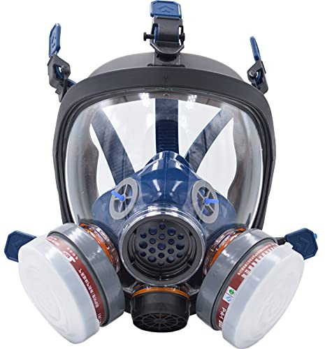 UOPASD Full Face Respirator Mask,Gas Mask Protect Against Harmful Gas,Dust,Chemicals, Safety Mask with Active Carbon Filter