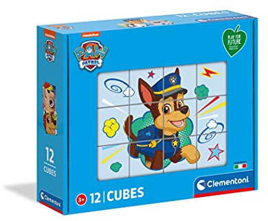Clementoni 45008 Würfelpuzzle Play for Future Paw Patrol – Puzzle 12 Teile ab 3 Jahren (12 Puzzlewürfel), Kinderpuzzle aus recyceltem & recycelbarem Material, Denkspiel für Kinder