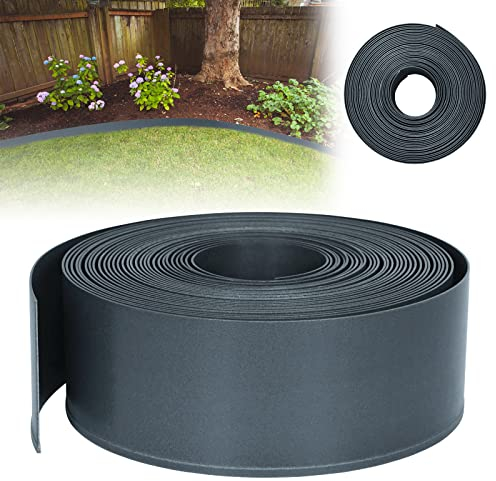UISEBRT Rasenkante Kunstoff 40m - Lawn Edging Roll Plastic Beeteinfassung Gartenzaun Beetumrandung Rasenbegrenzung Lawn Border Garten Dekorativ, Anthrazit