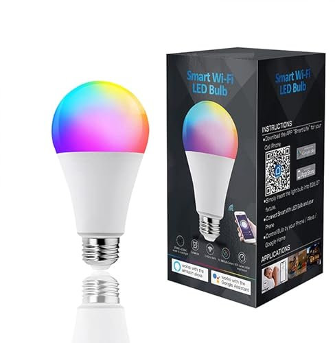 BEXTREME Bombilla LED Inteligente WiFi Luz Alexa Regulable 16M Colores Blanco Calido Frio, E27 E26 9W equivalente 60W 800lm, Compatible Echo Google Home Bombilla Luces Lampara Ampolla RGB color claro