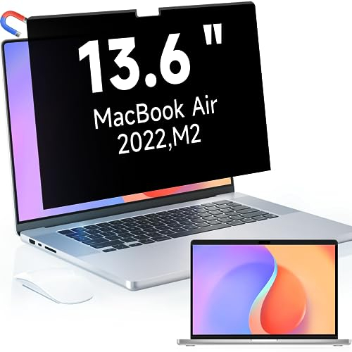 Magnetischer Blickschutzfilter für Apple MacBook Air 13,6 Zoll 2022-2025 (M2/M3/M4 Chip) Abnehmbar Anti Glare Blaulicht Laptop Blickschutzfolie Mac Privacy Screen Blickschutzfolie Sichtschutz