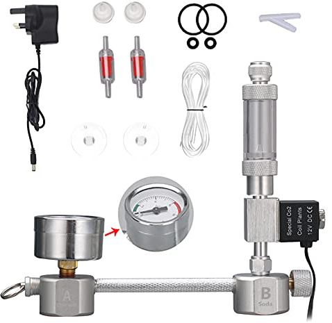 Karlak CO2 Generator System Carbon,Aquarium DIY CO2 Generator System Kit CO2 Generator System with Solenoid Valve Bubble Counter & Check Carbon Dioxide Reactor Kit for Plants Aquarium