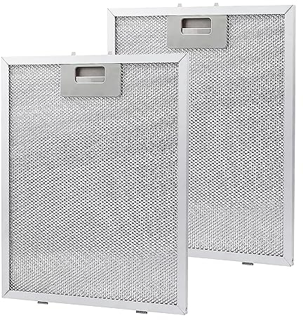 QGUQSSL Lot de 2 Filtres à Graisse Métalliques pour Hotte Aspirante, 320 x 260 mm, Filtres de Rechange en Aluminium, TUC048