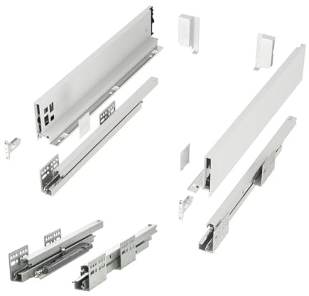 SOTECH Système de tiroirs JUNKER SLIM avec Push to Open (blanc, hauteur 84 mm, profondeur 500 mm, capacité de charge jusqu'à 35 kg) Tiroir d'armoire avec profils de 13 mm