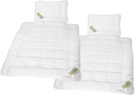 Julido Kinder Bettenset 4-teilig 2X Steppdecke 100x135 cm & 2X Kissen 40x60 cm Weiches Bettdecken-Set mit Mikrofaser Bezug Oeko-Tex Zertifiziert Weiß