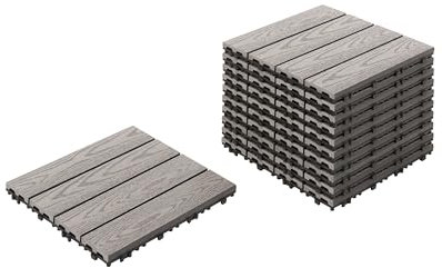 WPC Terrassenfliesen 11er Set 30x30 cm Holzoptik grau mit Klicksystem Atessa