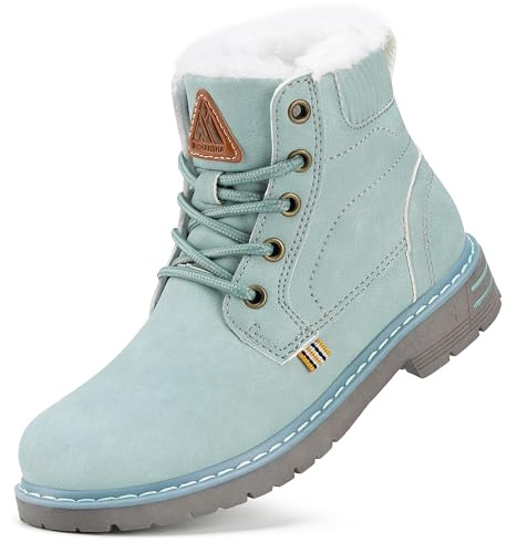 Mishansha Bambino Stivali da Neve Ragazzo Ragazza Inverno Antiscivolo Caldo Scarpe Stivaletti Invernali con Imbottitura Calda, Blu Chiaro 27