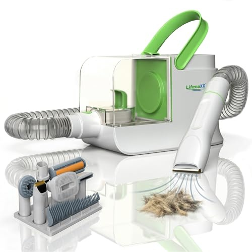 Lifenaxx Haustierpflege Set LX-052 – 6-in-1 Tierhaarschneider mit Vakuumfunktion, Trimmer, Schermaschine, Entfilzungsbürste, Massageaufsatz, HEPA-Filter, leise, für Hunde & Katzen