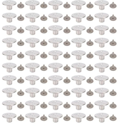 Rose Mönster Byxknappar 50 Set 17mm Silver Färg Rostfritt stål Keps spetsad skruv Läderbälte Nitknappar för hantverk DIY plaggreparation