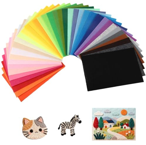 80 Pcs Felt Fabric Sheets with 40 Assorted Colors, 11.8 x 7.9 in A4 Size | Nonwoven Polyester Craft Felt for DIY Crafts, Patchwork, Sewing Projects, Art