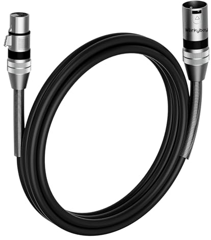 Werkybay Cavo per Microfono Bilanciato 2.5m(1 pezzo), Cavo di 3-Pin XLR Maschio a Femmina, Struttura a molle SR Cavi Audio per Microfoni, Podcast, Palchi, Altoparlanti, Mixer, Amplificatori ecc.