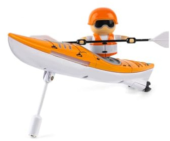 Kayak RC de 2,4 GHz con iluminación LED – Barco teledirigido con diseño antideslizante, batería recargable y remo realista para piscina, bañera y lago, juguete acuático de verano (RTR)
