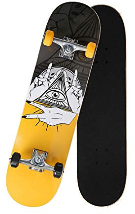 HIOD Skateboard 95A hohe elastische PU-Rad APEC-7 Chromstahl Lager 7 Schicht Ahorn Deck 79 * 20cm,B