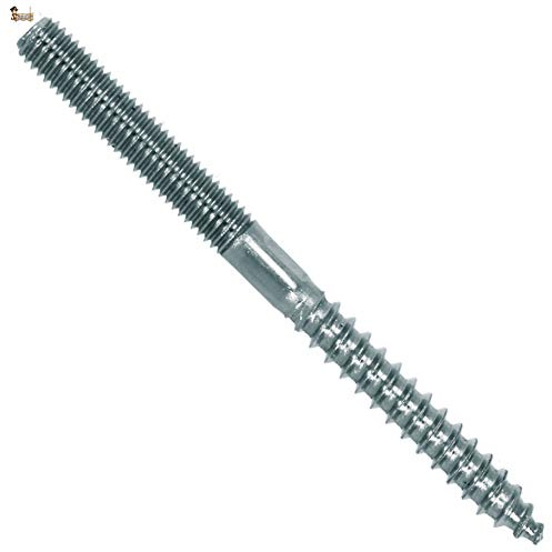 BricoLoco Espárrago tornillo tirafondo cincado doble rosca con sección central hexagonal. Huella Torx. Unión madera o taco con rosca métrica. (8x160, 10)