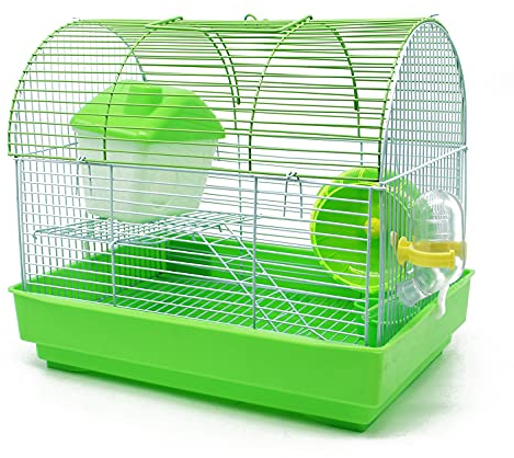 BPS BPS-1174 Hamsterkäfig mit Futternapf, Tränke, Rad, spezielles Haus, zufällige Farbe, 34 x 23,5 x 29 cm