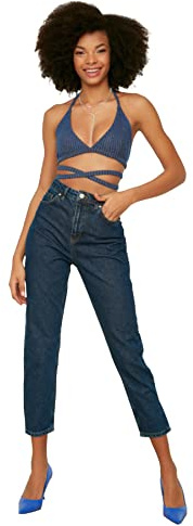 Trendyol Navy lacivert High Waist mom Jeans, 38 aux Femmes