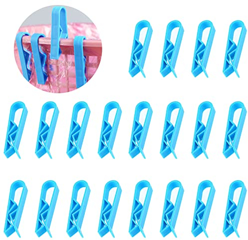 HOTMNTY Clip,Poubelle Pratique Pince,Clip en Plastique,Sac à Ordures en Plastique Pince Fermeture Poubelle Supports,Bleu Sac Poubelle Clips,Pince-Aliments, Scellant Clips,Sac à ordures Fixe,20 Pièces