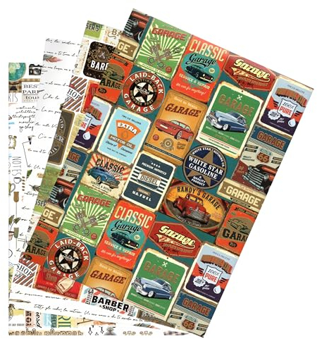 ARKRAFT Geschenkpapier Set mit 4 Bögen Format 90 x 65 cm FSC-Papier, plastikfreie Verpackung männliches Design (männlich)