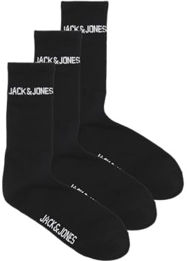 JACK & JONES Jacmelvin Noos Tennis Socks Pack of 3, Black/pack: black - black, One Size