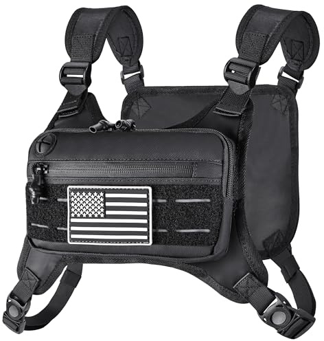 MOZETO Running Vest for Men with Reflective Back, Water Resistant Running Chest Pack For Workouts, Sports Phone Holder With Extra Storage, Lightweight Chest Bag