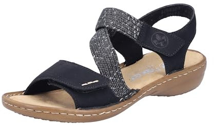 Rieker Damen 60862 Riemchensandalen, Schwarz, 37 EU
