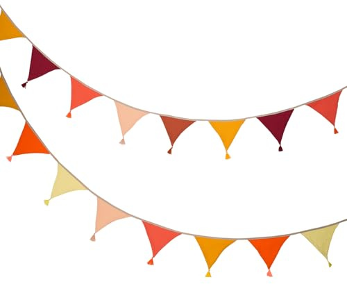 JDBlissful Multicolor Fabric Flag Banners, 20 PCS Vintage Bunting for Wedding Birthday Baby Shower Anniversary Nursery 2.6m (yellow)