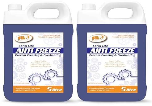 Filo Blue Antifreeze coolant for Car Ready to Use 2x 5L |-30°C Protection Engine Coolant Long-Life Formula | G12 Coolant, G12+ & G13 Compatible | 10L Universal Car Coolant for Summer & Winter Use.